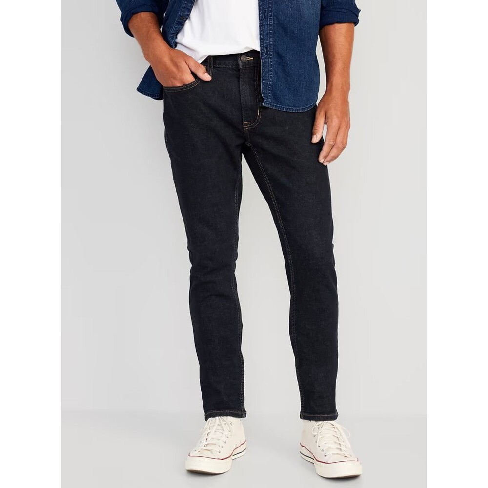 OLD NAVY Skinny Built In Flex Jeans Mens 34x32 Blue Dark Wash Stretch NEW